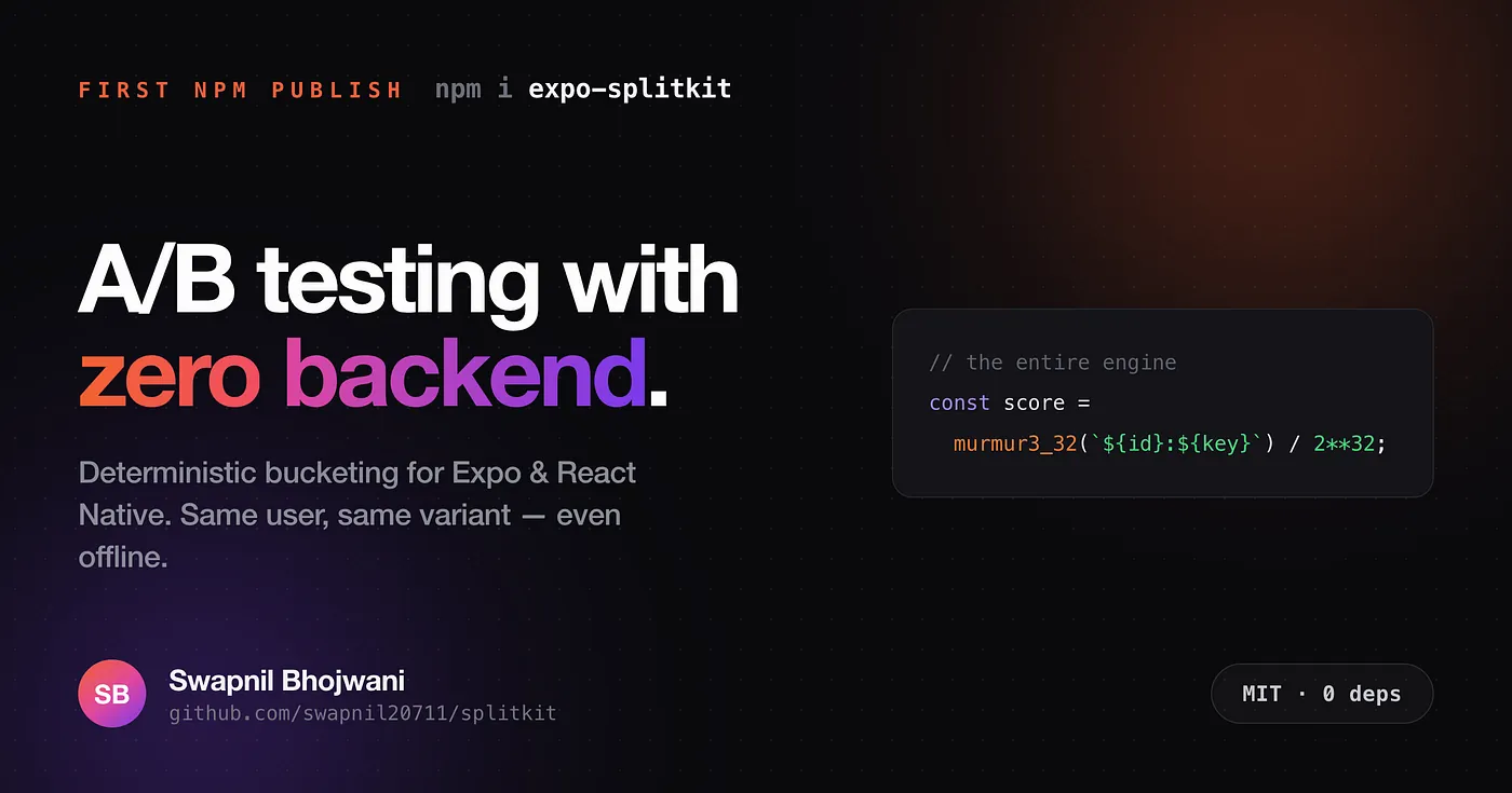 expo-splitkit: A/B testing with zero backend