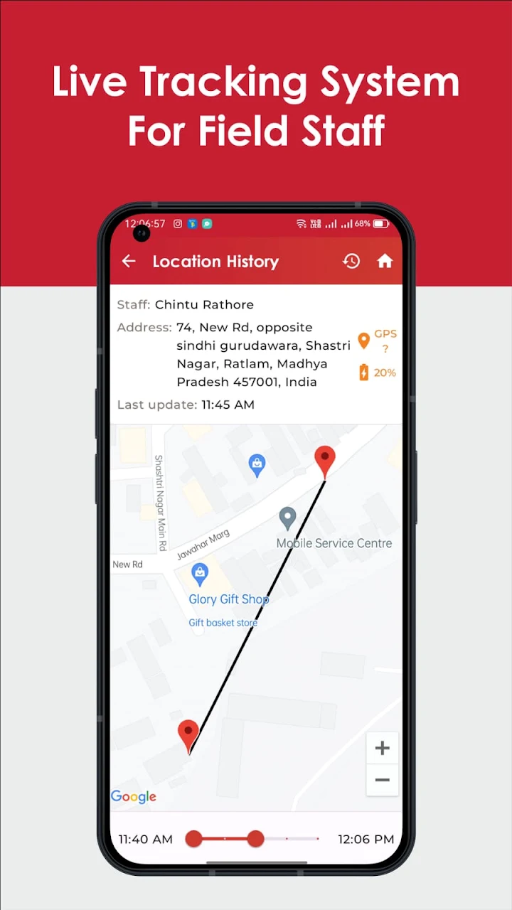 Karobar Easy live location tracking screen